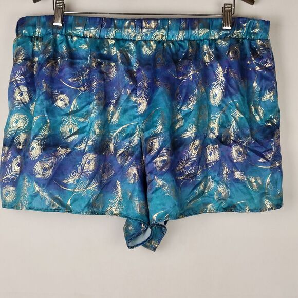 Disney Aladdin Pajama Shorts Womens 2XL Princess Jasmine Satin Metallic Feathers - Picture 10 of 12